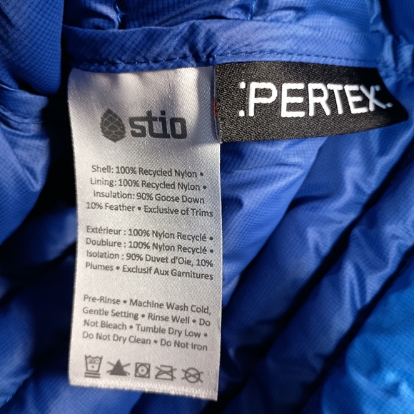 Stio Pinion Down Hooded Men's L Blue Goose Down Pertex Outdoors Puffer Jacket - Picture 12 of 13